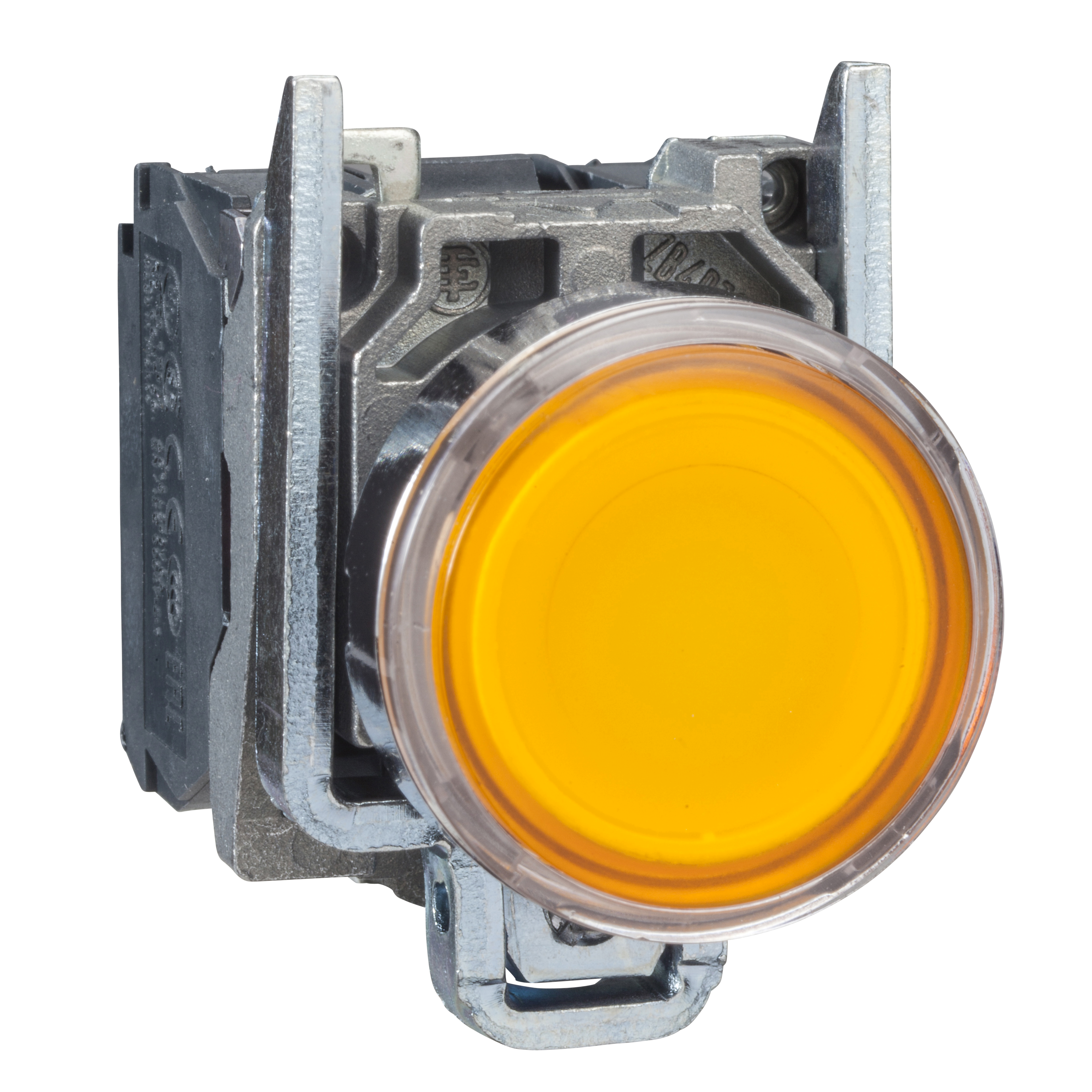 Harmony 4: Taster svetleci fi 22, metalni, LED 48...120V AC, okrugli, sa povratkom, ravan, zuti, 1NO+1NC, IP 66