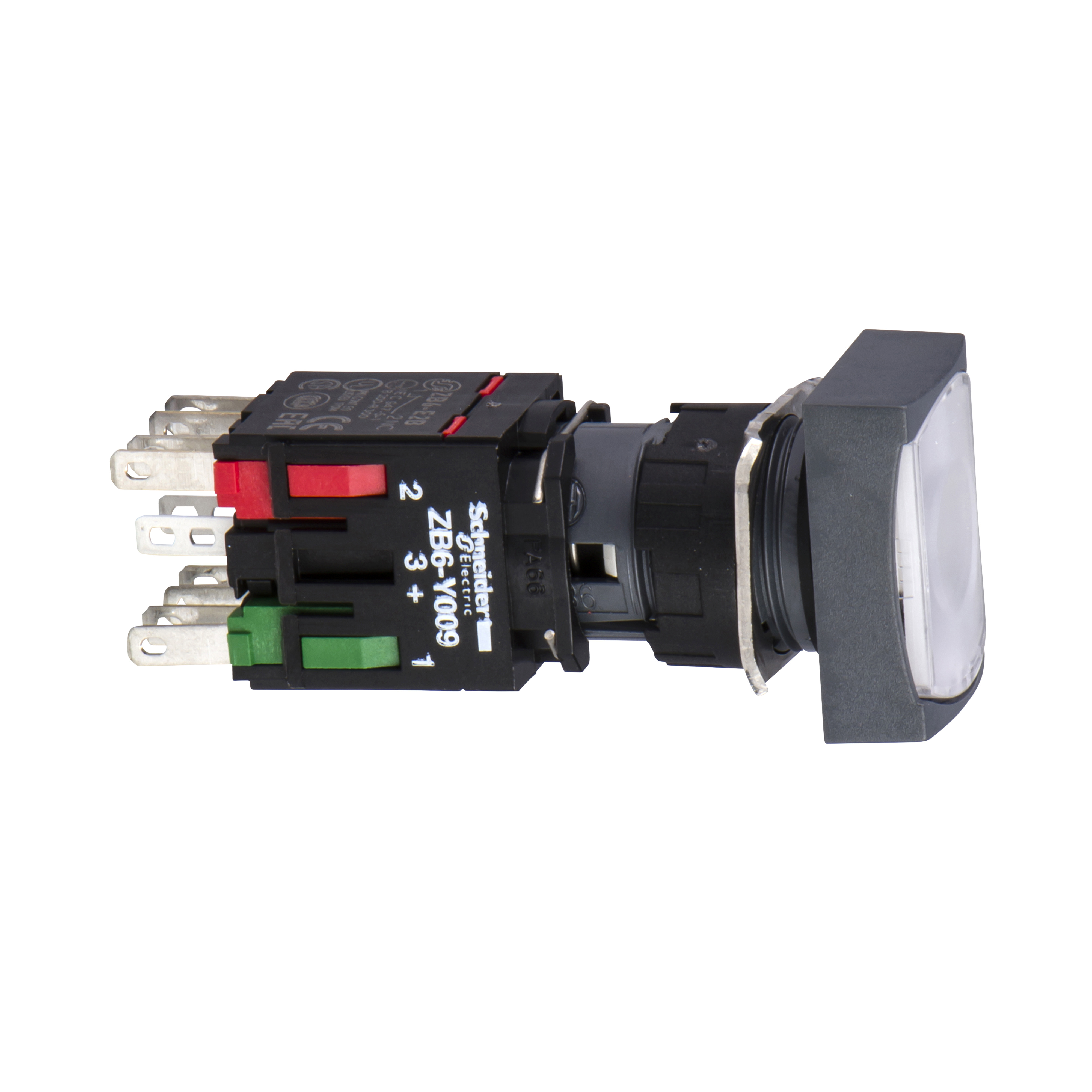 Svetleci taster pravougaoni, fi 16mm sa integrsanom LED, 12...24V AC/DC, 1NO+1NC, beli