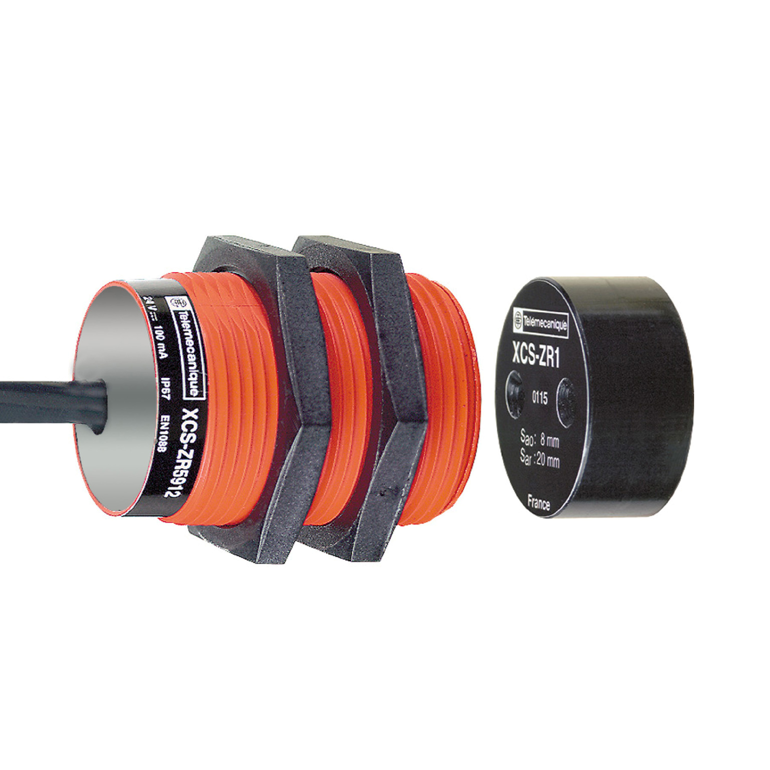 Telemecanique XCS: sigurnosni magnetni prekidac, cilindricni fi 30mm, 2NC, 24 VDC, sa 2m kabla