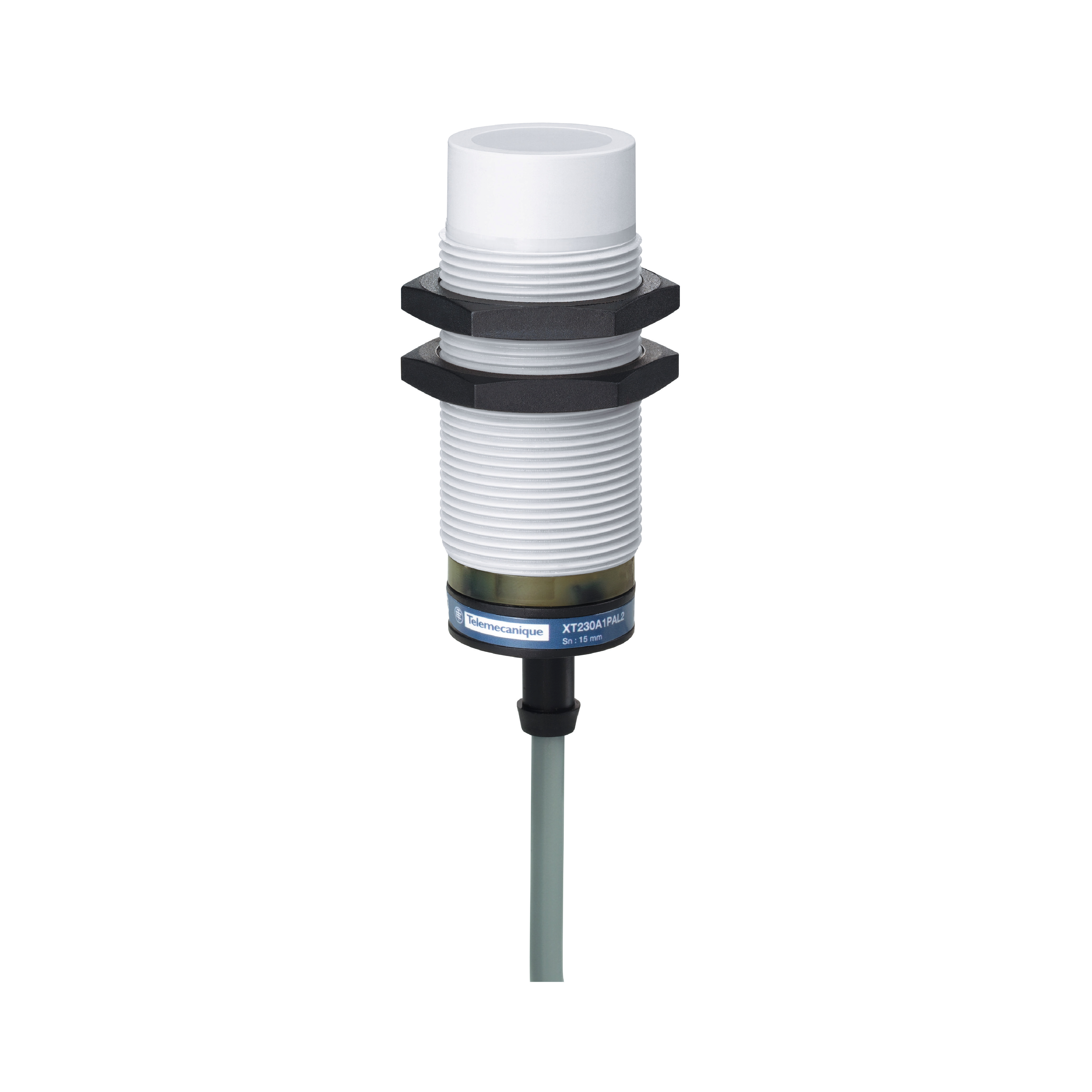 OsiSense XT: kapacitivni senzor, cilindricni M30, Sn=15mm, 12...24V DC, PNP, 1NO, sa 2m kabla, IP67