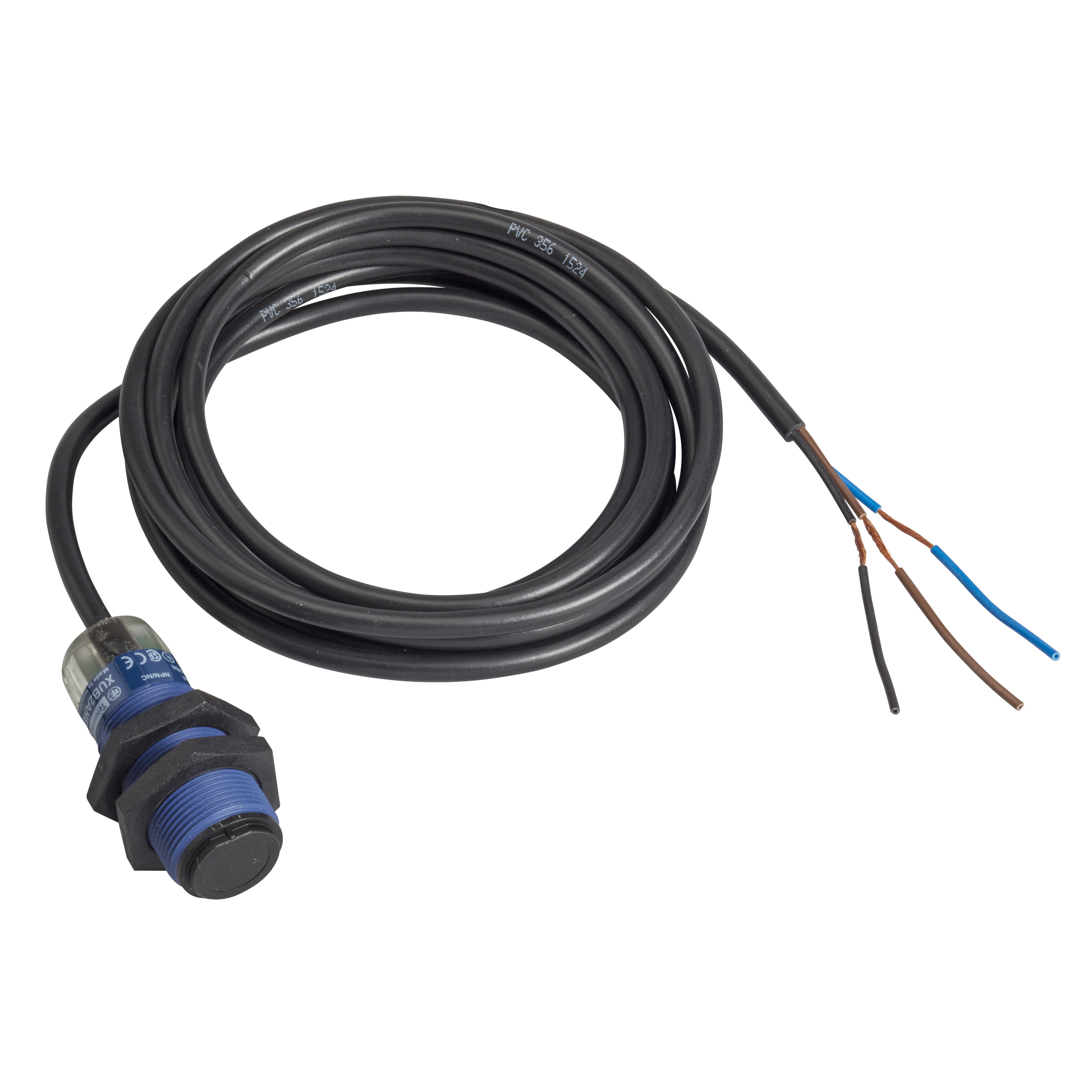 OSIRIS: fotoelektricni detektor, cilindricni fi 18mm, plasticni, Sn=0...15m, PNP, N/O ili N/C, navoj M18, prekablirani, IP 67