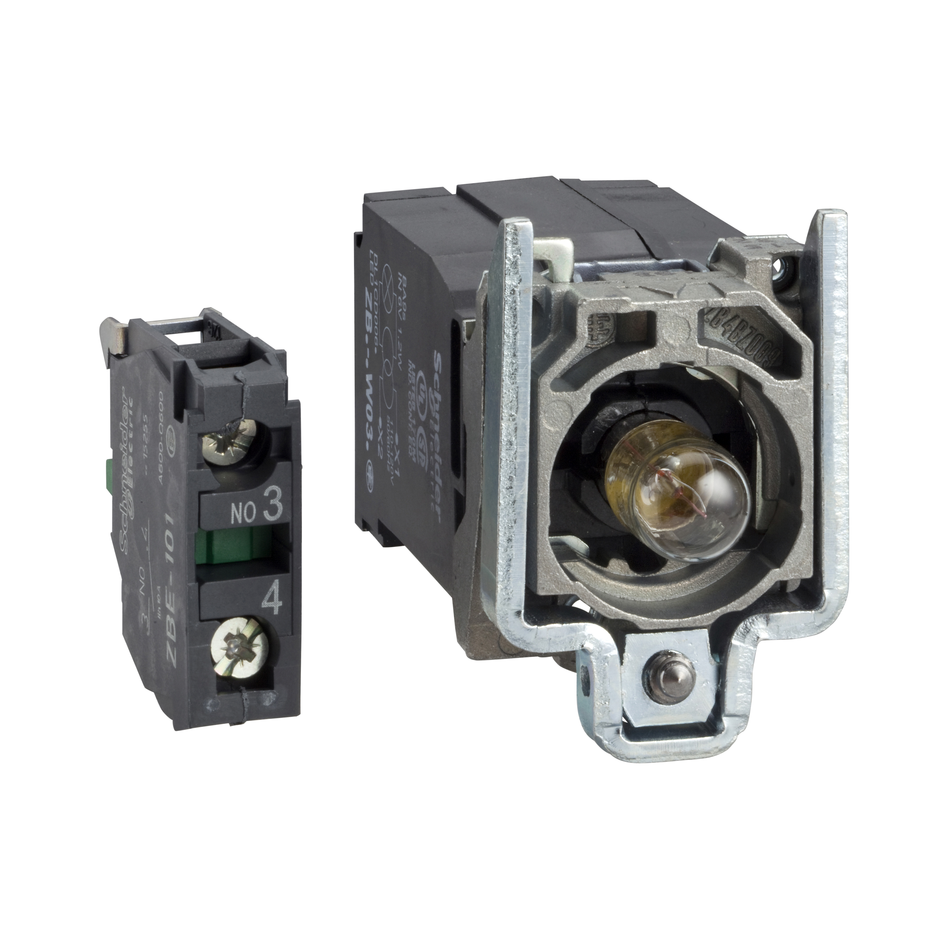 Harmony 4: telo svetleceg tastera, integrisan transformator 400/6V, sa Ba9s sijalicom, 1NO