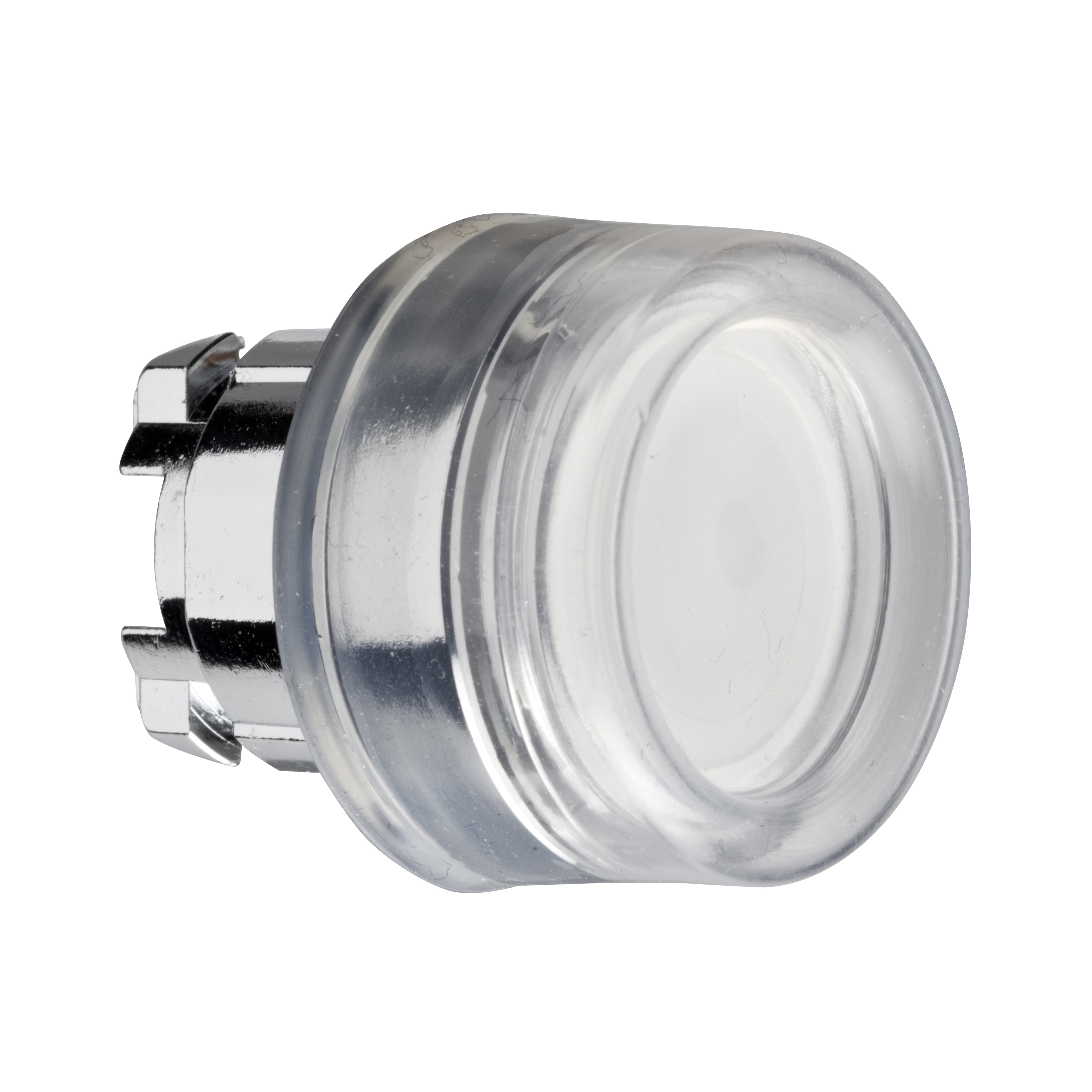 Harmony 4: glava svetleceg tastera fi 22, metalna, za integrisanu LED, kruzna, sa povratkom, ravna, providna kapa, bela, IP 66