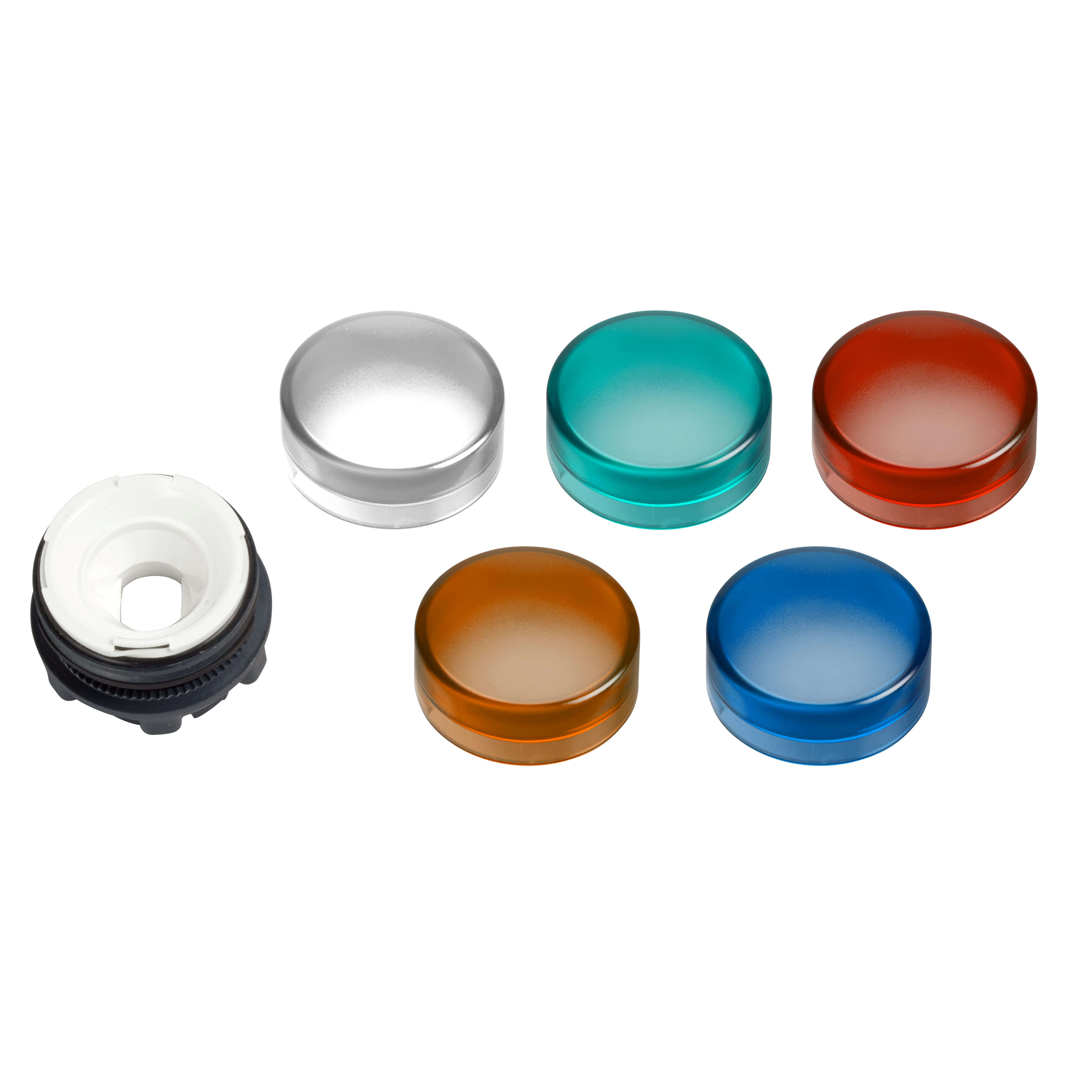 Harmony 5: glava signalne lampice fi 22, plasticna, kružna, za integrisanu LED, 5 sočiva raznih boja, IP 66