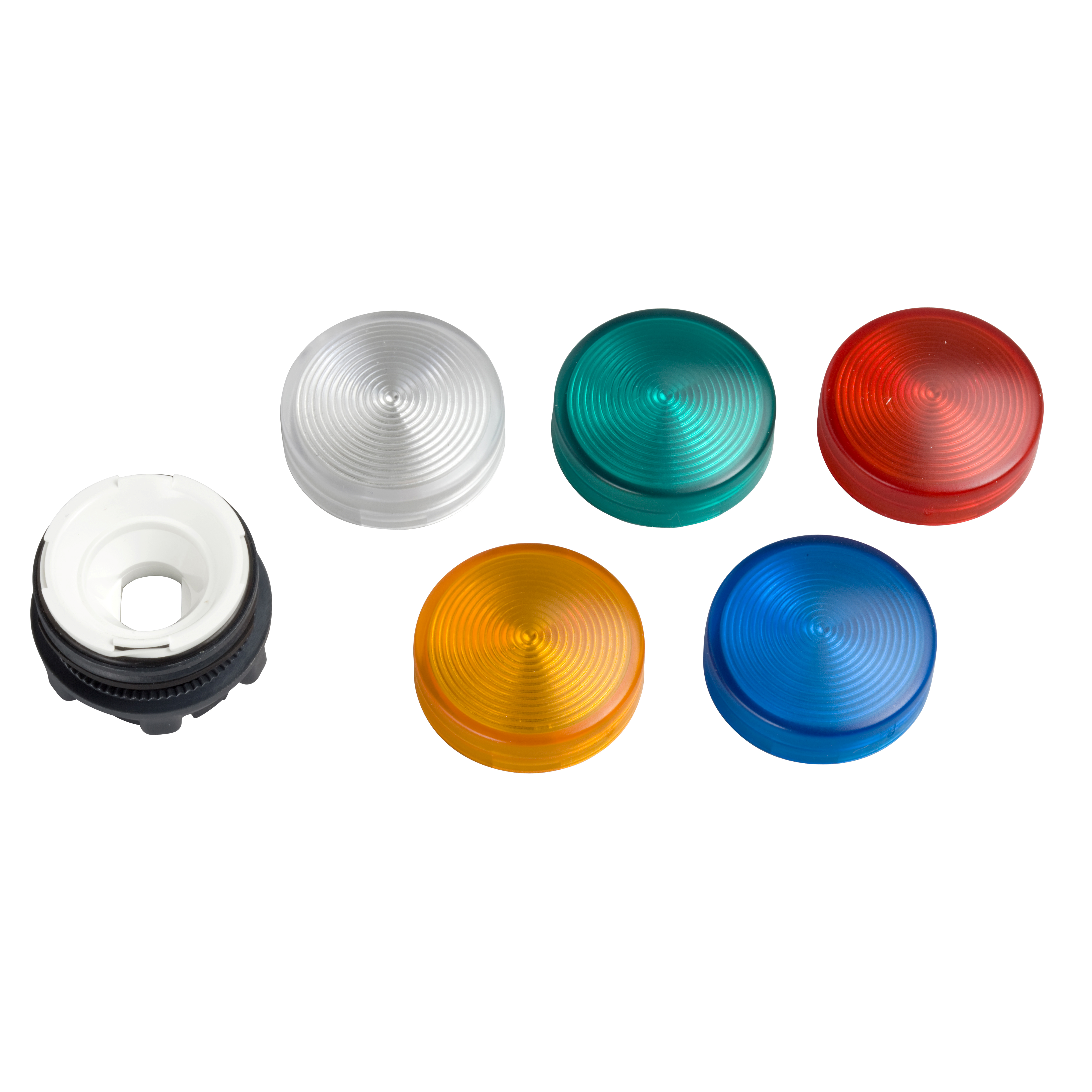 Harmony 5: glava signalne lampice fi 22, plasticna, kruzna, za integrisanu LED, 5 sociva sa zljebovima raznih boja, IP 66