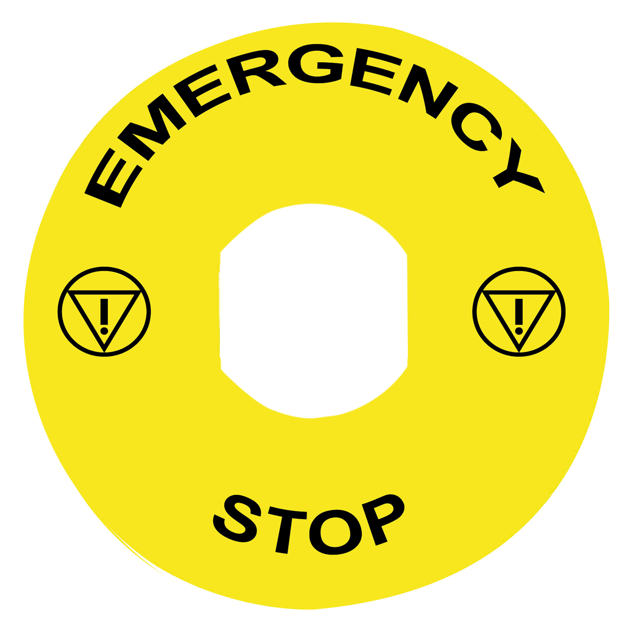 Harmony: legenda Ø90, crna slova na žutoj podlozi EMERGENCY STOP, za tastere sa pečurkom